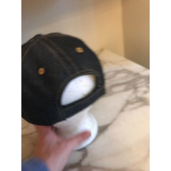 Los Angeles Blue Denim Strapback Cap Hat Faux Leather Trucker Baseball - Picture 3 of 5